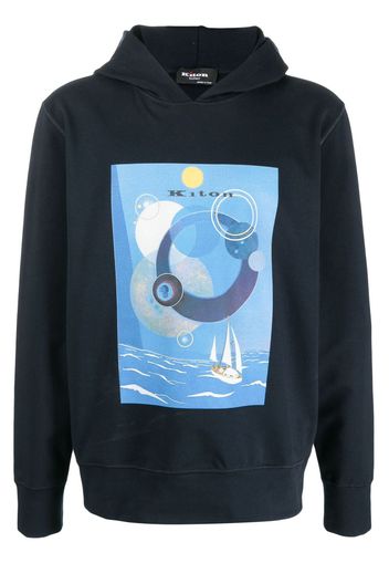 Kiton Hoodie mit grafischem Print - Blau