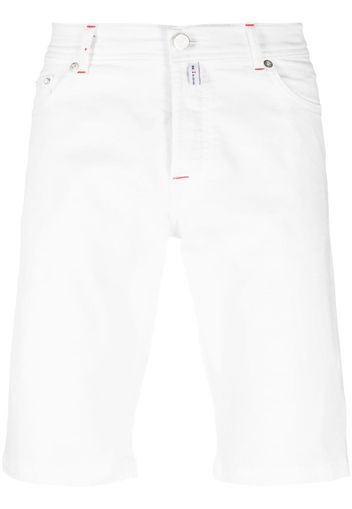 Kiton logo-patch denim shorts - Weiß