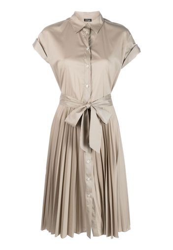 Kiton belted silk-blend pleated dress - Nude