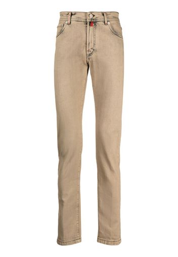 Kiton Slim-Fit-Jeans mit Logo-Patch - Nude