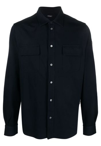 Kiton logo-embroidered stretch-cotton shirt - Blau