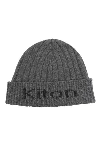 Kiton intarsia-knit logo cashmere beanie - Grau