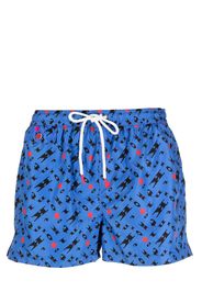 Kiton all-over logo printed swim shorts - Blau