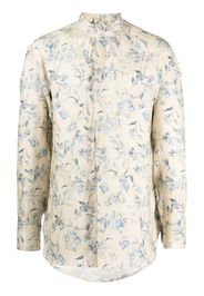 Kiton floral-print linen shirt - Nude