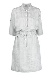 Kiton plaid-pattern drawstring linen dress - Grau