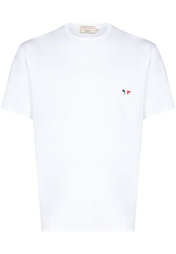 Maison Kitsuné T-Shirt mit aufgesticktem Logo - Weiß