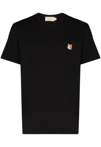 Maison Kitsuné T-Shirt mit aufgesticktem Fuchs - Schwarz