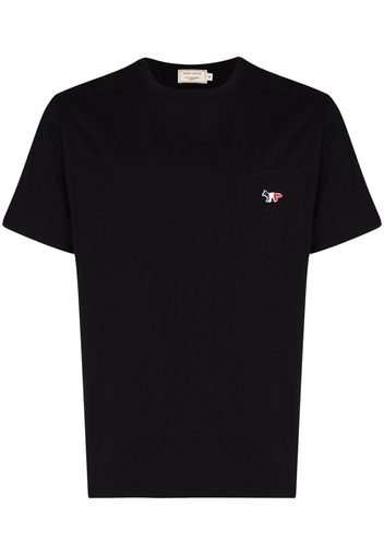 Maison Kitsuné T-Shirt mit Tricolour Fox-Patch - Schwarz