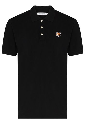 Maison Kitsuné Poloshirt mit Fuchs-Patch - Schwarz