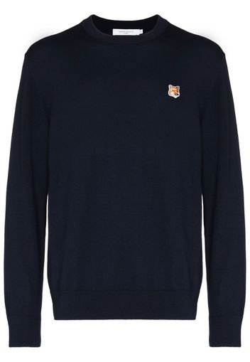 Maison Kitsuné fox patch crew neck jumper - Blau