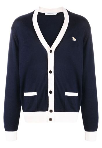 Maison Kitsuné logo-patch wool cardigan - Blau