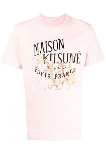 Maison Kitsuné logo-print detail T-shirt - Rosa