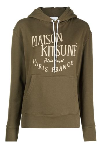 Maison Kitsuné logo-print cotton-jersey hoodie - Grün