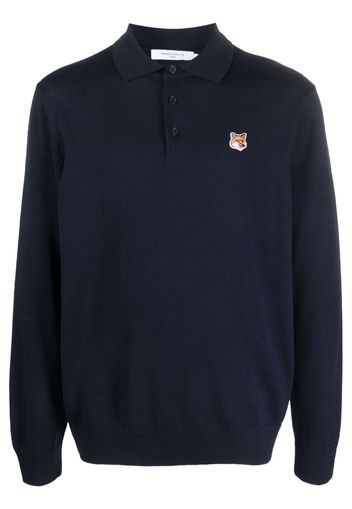 Maison Kitsuné Poloshirt mit Fuchs-Patch - Blau