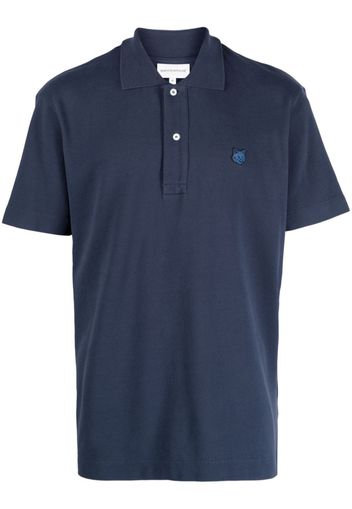 Maison Kitsuné fox-patch cotton polo shirt - Blau