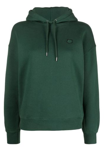 Maison Kitsuné logo-embroidered cotton hoodie - Grün