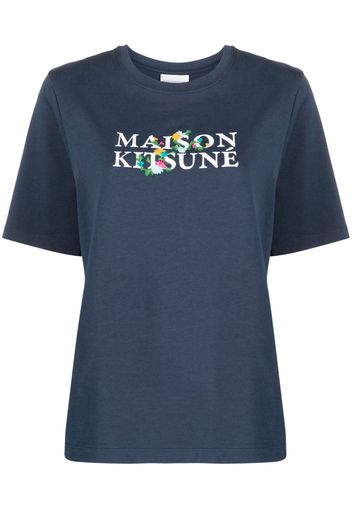 Maison Kitsuné logo-print cotton T-shirt - Blau