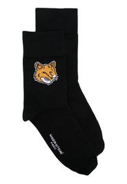 Maison Kitsuné Gerippte Socken mit Chillax Fox-Motiv - Schwarz