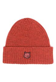 Maison Kitsuné fox-patch ribbed-knit beanie - Rot