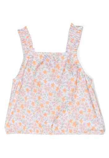 Knot floral-print sleeveless top - Orange