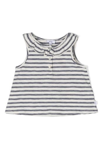 Knot stripped sleeveless cotton blouse - Weiß