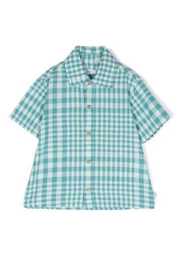 Knot Theo check-print short-sleeve shirt - Blau