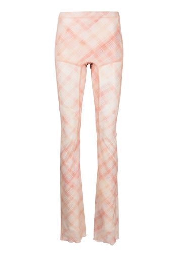 KNWLS check-print semi-sheer trousers - Orange