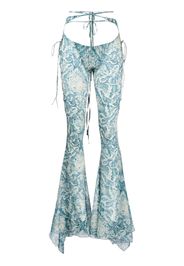 KNWLS Glimmer graphic-print flared trousers - Blau