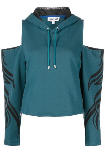 Koché Schulterfreier Hoodie - Blau