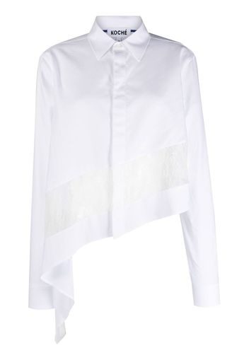 Koché lace-panelled asymmetric shirt - Weiß