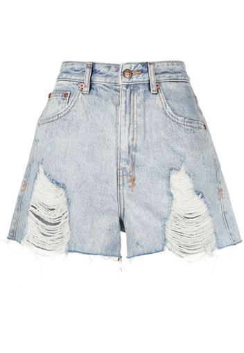 Ksubi high-waisted distressed denim shorts - Blau