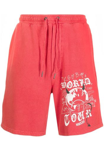 Ksubi graphic-print cotton track shorts - Rot