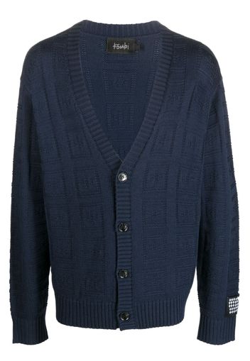 Ksubi logo-intarsia wool-blend cardigan - Blau