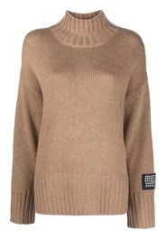 Ksubi logo-patch knitted jumper - Braun