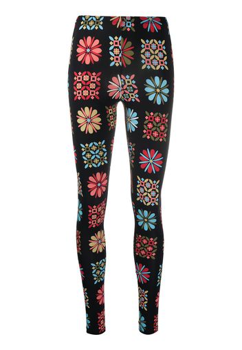 La DoubleJ Leggings mit Blumen-Print - Schwarz