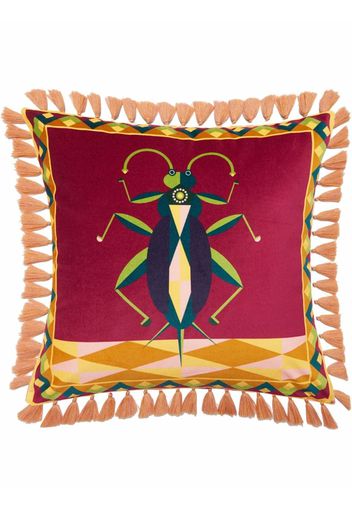 La DoubleJ insect-print velvet cushion - Rot