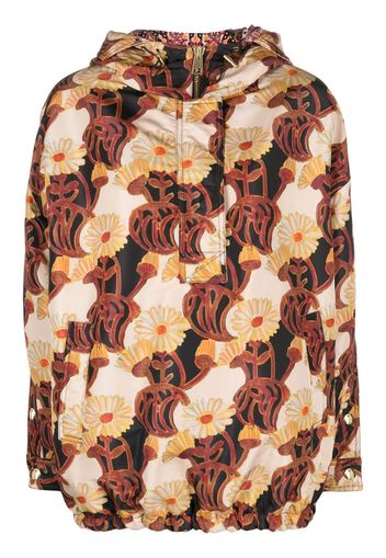 La DoubleJ floral print hooded jacket - Nude