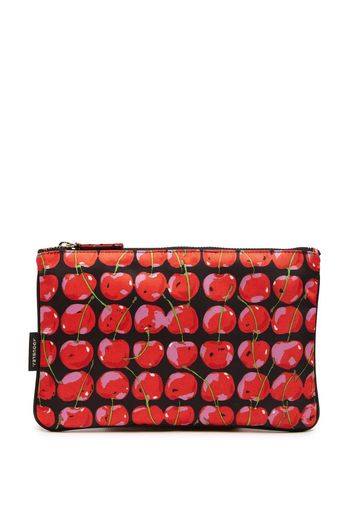 La DoubleJ cherry-print clutch bag - Schwarz