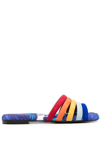 La DoubleJ Tones cotton-chevron slides - Blau