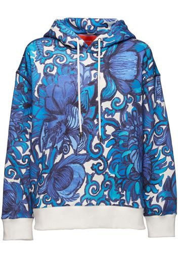 La DoubleJ Hoodie mit Anemonen-Print - Blau