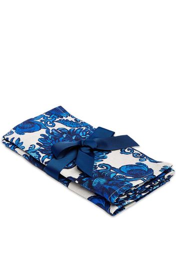 La DoubleJ Anemone-print linen napkin (pack of two) - Blau