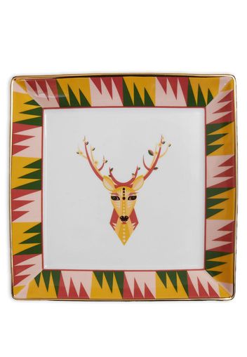 La DoubleJ deer-print porcelain trinket tray - Weiß