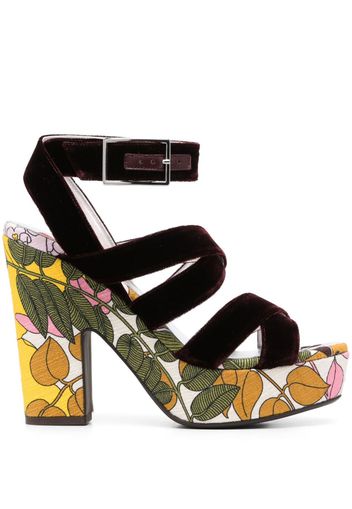 La DoubleJ Medal 140mm floral-print sandals - Rot