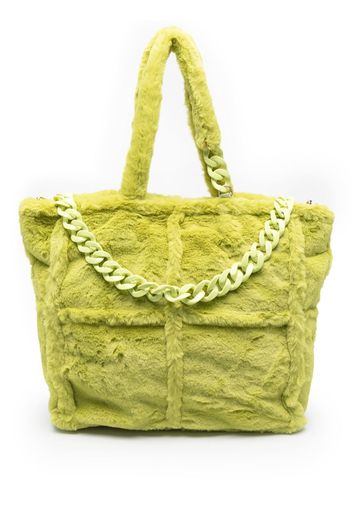 la milanesa faux-fur chain-link tote bag - Grün