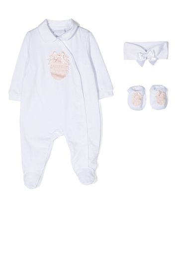 La Perla Kids logo-patch bodysuit set - Weiß