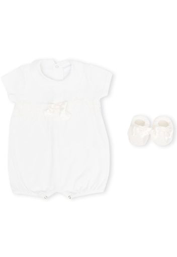 La Perla Kids lace-trim bow babygrow set - Weiß