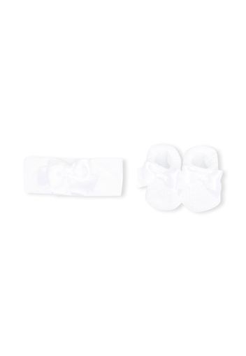 La Perla Kids bow-detail booties & head band - Weiß