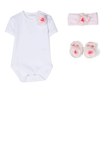 La Perla Kids floral-detail bodysuit set - Weiß