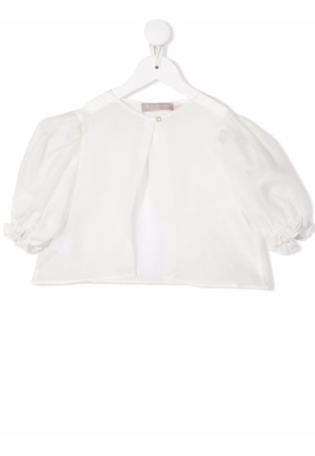 La Stupenderia puff-sleeve cropped blouse - Nude