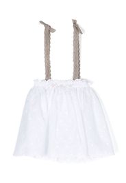 La Stupenderia pleated lace suspender-strap skirt - Weiß